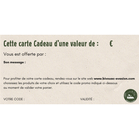 Carte Cadeau - Bivouac Evasion