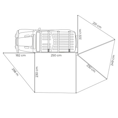 Auvent 270° Leaf Extended 250 cm / Gauche -...