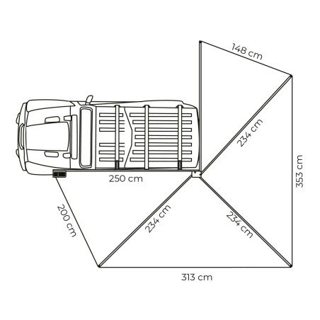 Auvent 270° Leaf 250 cm / Gauche - Vickywood