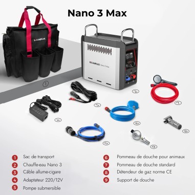 Douche portable chauffante à gaz Nano 3 Pro -...