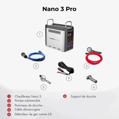 Douche portable chauffante à gaz Nano 3 Pro -...