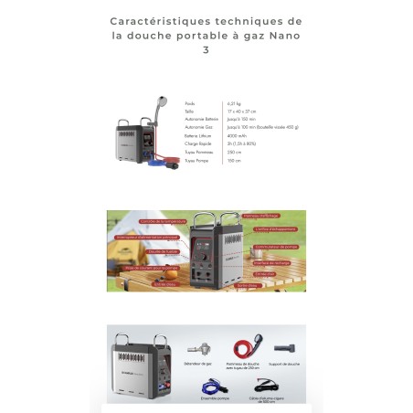 Douche portable chauffante à gaz Nano 3 Pro - Camplux - De l'eau chaude partout avec vous