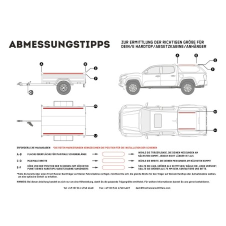 Kit de galerie Slimline II pour une remorque ou un hard top de Pick-Up avec rails d'origine/ 1345mm (l) X 1762mm (L) - de Front 